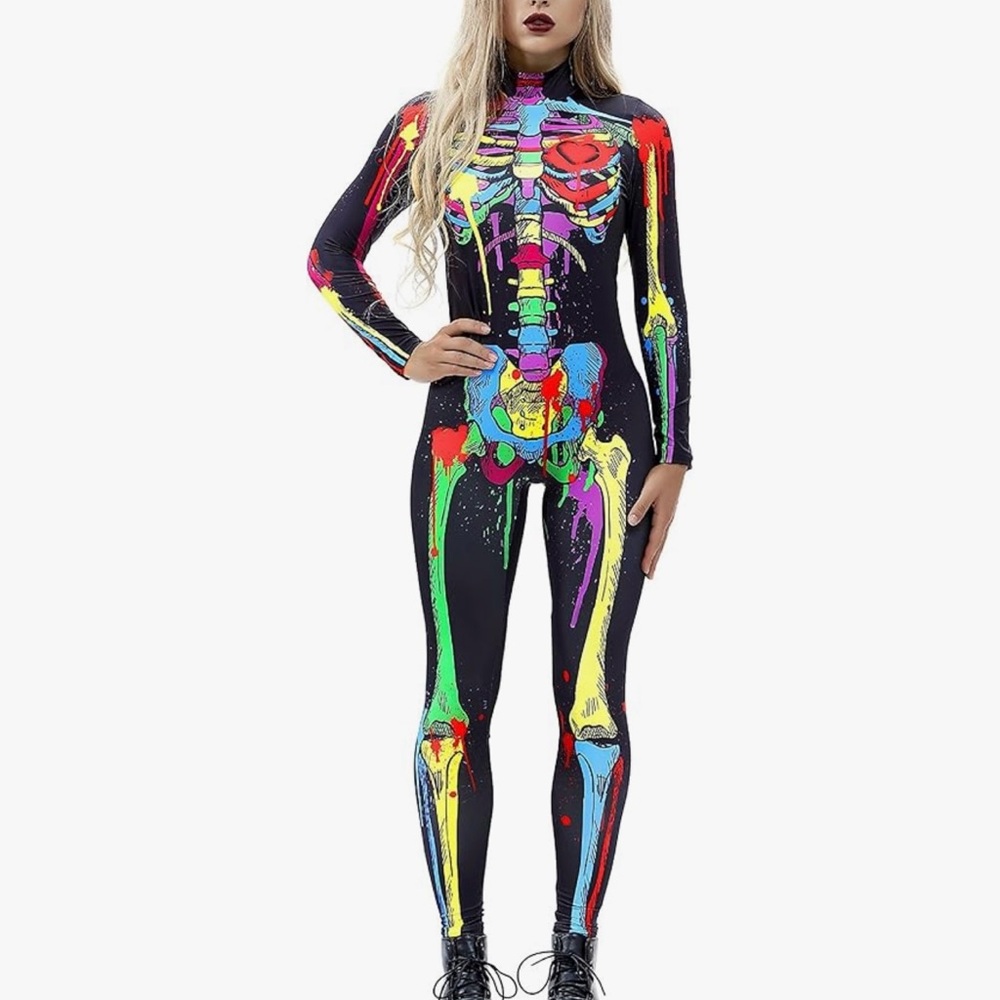 Colorful Skeleton Print Bodysuit